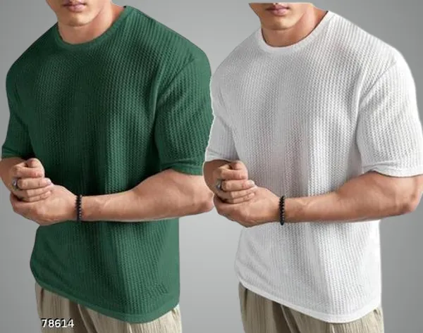 Green_And_White_Cotton_Blend_Premium_Stripes_Half_Sleeve_T_Shirt_For_Men