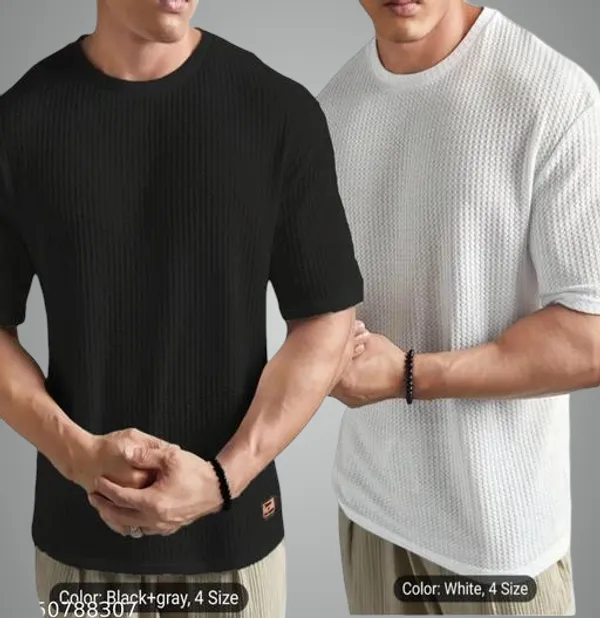 Black_And_White_Cotton_Blend_Premium_Stripes_Half_Sleeve_T_Shirt_For_Men