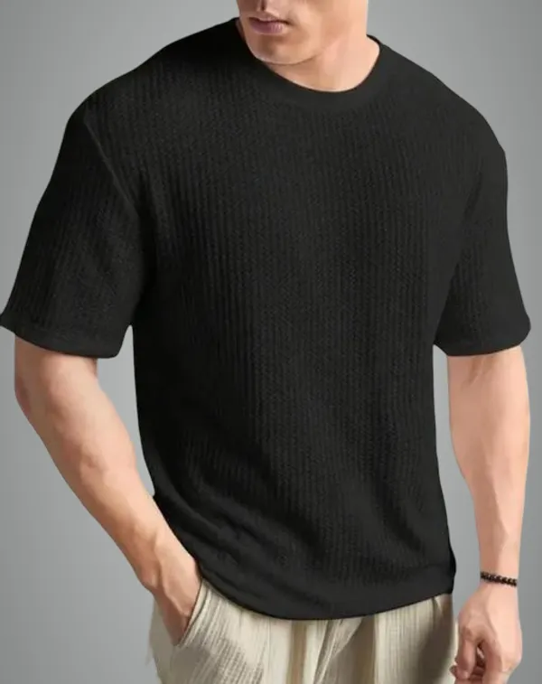 Black_Cotton_Blend_Premium_Stripes_Half_Sleeve_T_Shirt_For_Men