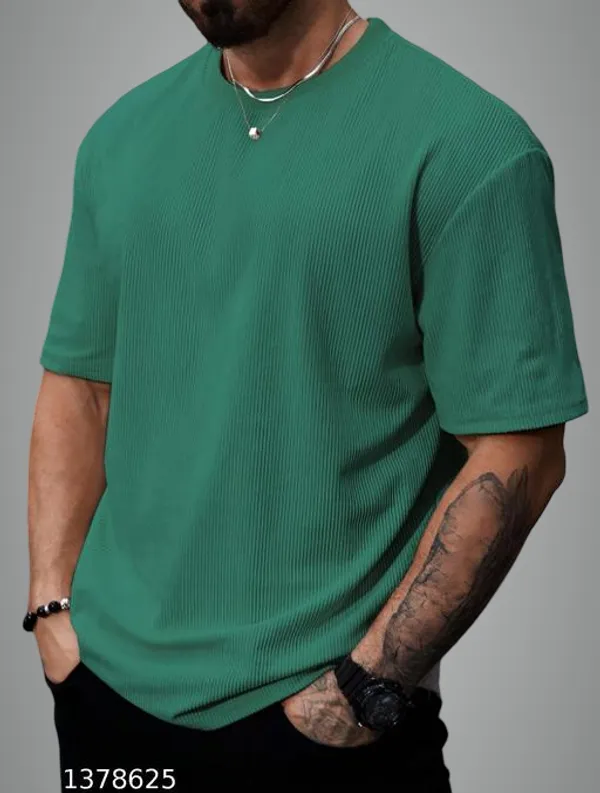 Green_Cotton_Blend_Premium_T_Shirt_For_Men