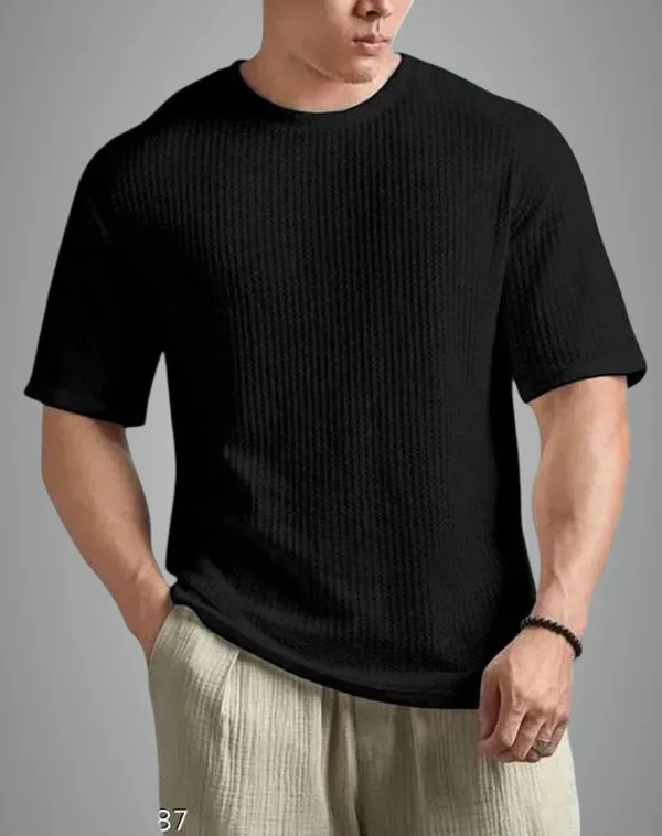 Black_Cotton_Blend_Premium_Stripes_Half_Sleeve_T_Shirt_For_Men