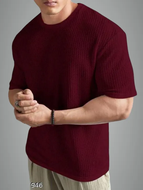 Maroon_Cotton_Blend_Premium_Stripes_Half_Sleeve_T_Shirt_For_Men