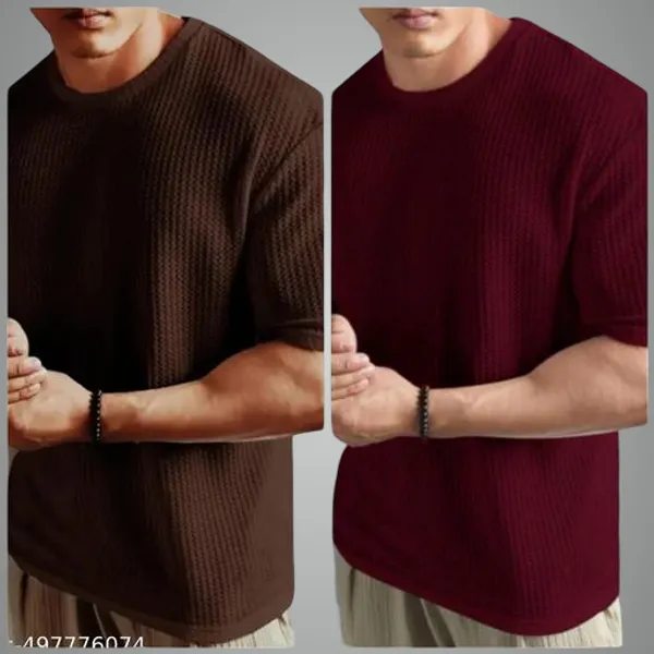 Brown_And_Maroon_Cotton_Blend_Premium_Stripes_Half_Sleeve_T_Shirt_For_Men