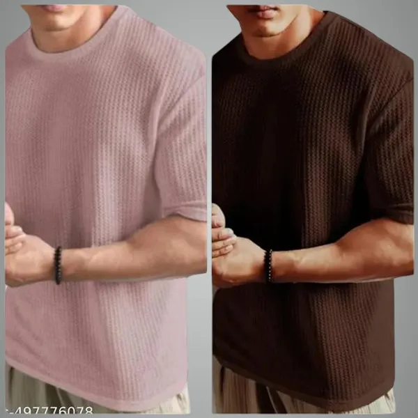 Pink_And_Maroon_Cotton_Blend_Premium_Stripes_Half_Sleeve_T_Shirt_For_Men