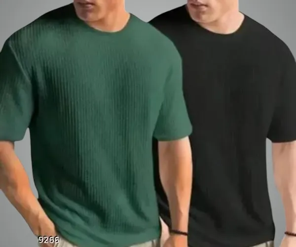 Green_Cotton_Blend_Premium_Stripes_Half_Sleeve_T_Shirt_For_Men