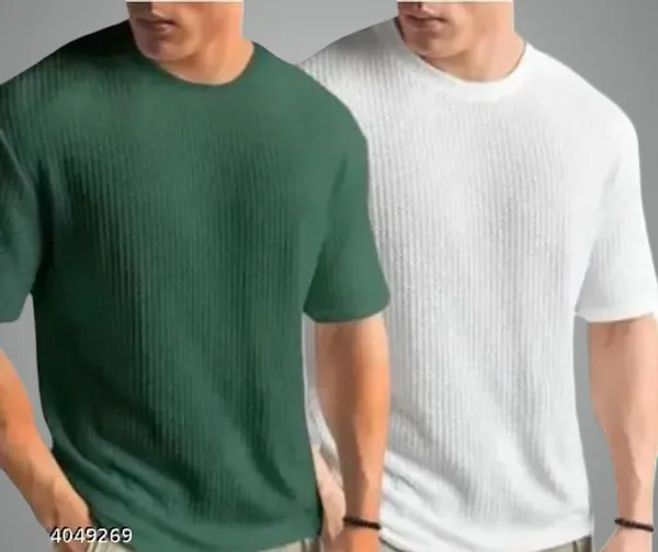 Green_And_White_Cotton_Blend_Premium_Stripes_Half_Sleeve_T_Shirt_For_Men