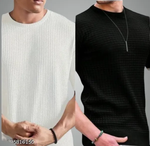Black_And_White_Cotton_Blend_Premium_T_Shirt_For_Men