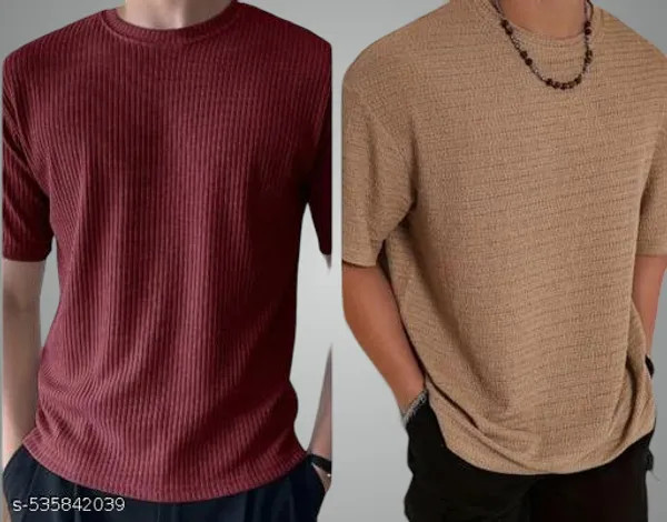 Maroon_And_Coffee_Cotton_Blend_Premium_T_Shirt_For_Men