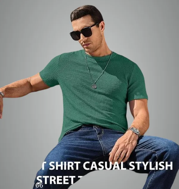 Green_Cotton_Blend_Premium_T_Shirt_For_Men