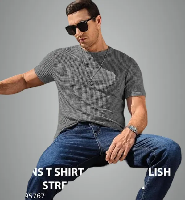 Grey_Cotton_Blend_Premium_T_Shirt_For_Men