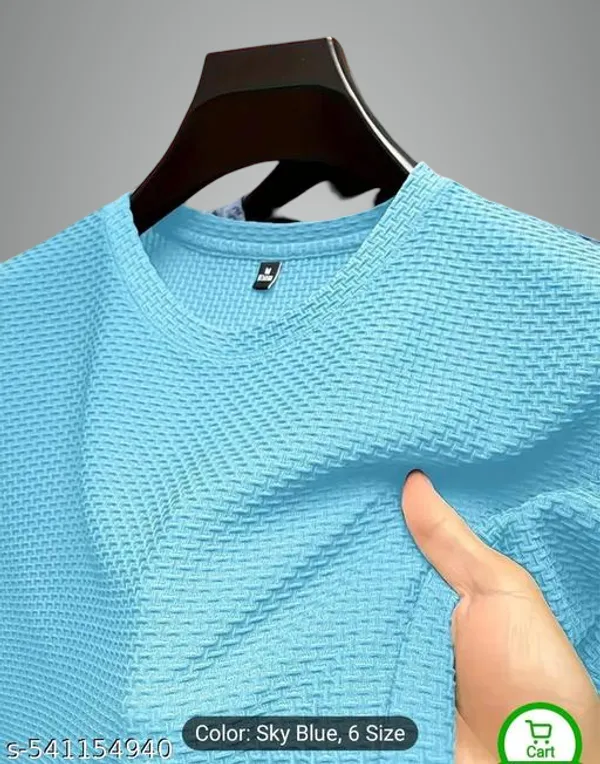 Sky_Blue_Cotton_Blend_Premium_T_Shirt_For_Men