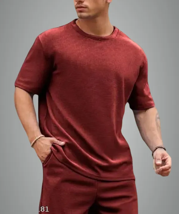 Maroon_Cotton_Blend_Premium_T_Shirt_For_Men