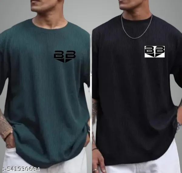 Green_And_Black_Cotton_Blend_Premium_T_Shirt_For_Men