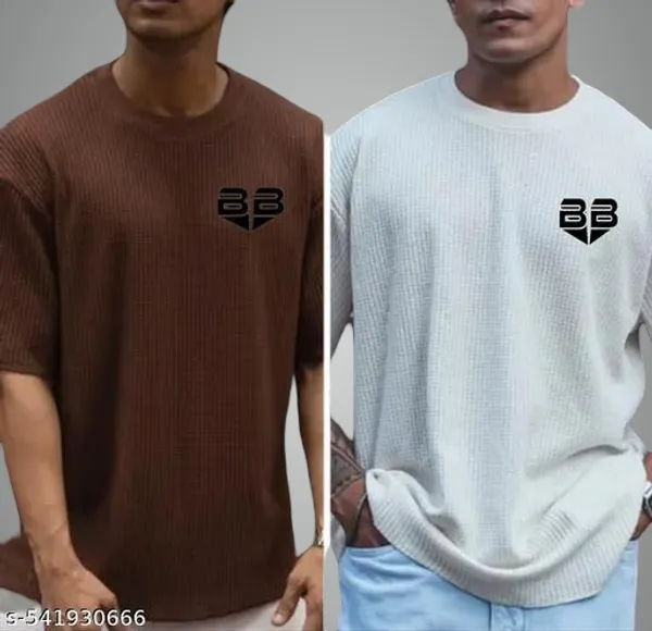 Brown_And_White_Cotton_Blend_Premium_T_Shirt_For_Men