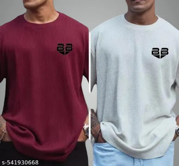 Maroon_And_White_Cotton_Blend_Premium_T_Shirt_For_Men