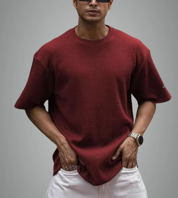 Maroon_Cotton_Blend_Premium_T_Shirt_For_Men