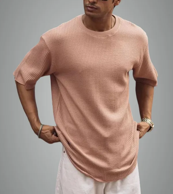 Pink_Cotton_Blend_Premium_T_Shirt_For_Men