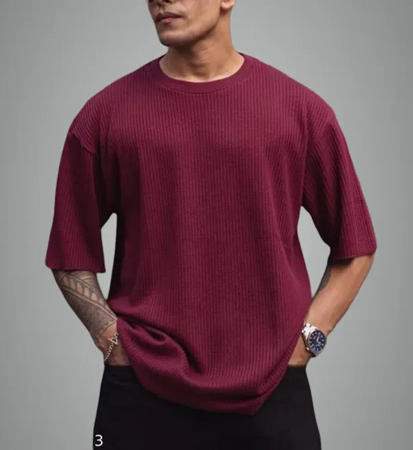Maroon_Cotton_Blend_Premium_T_Shirt_For_Men
