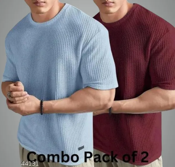 Sky_Blue_And_Maroon_Cotton_Blend_Premium_T_Shirt_For_Men