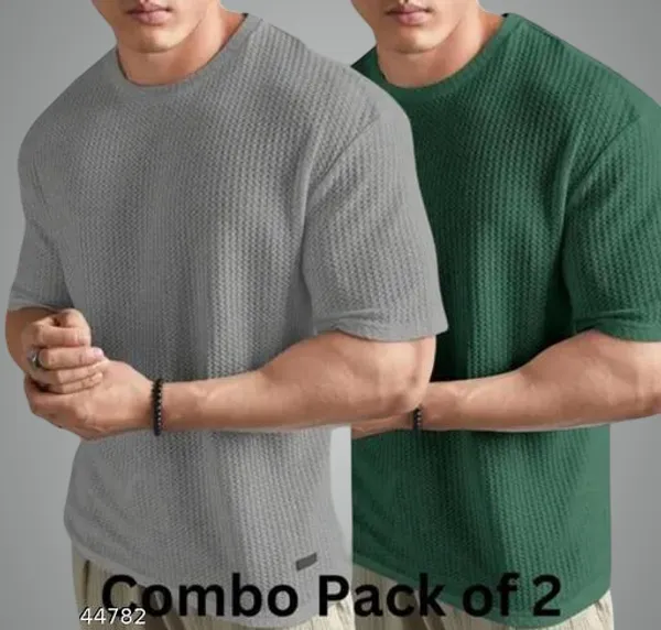 Grey_And_Green_Cotton_Blend_Premium_T_Shirt_For_Men
