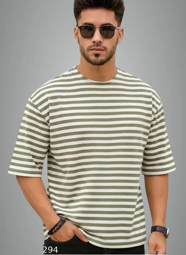Multicolor_Cotton_Blend_Premium_Stripes_Half_Sleeve_T_Shirt_For_Men