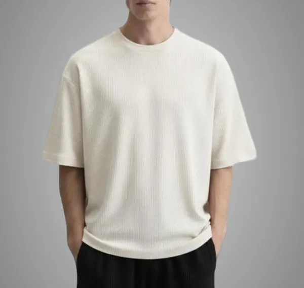 White_Cotton_Blend_Premium_Stripes_Half_Sleeve_T_Shirt_For_Men