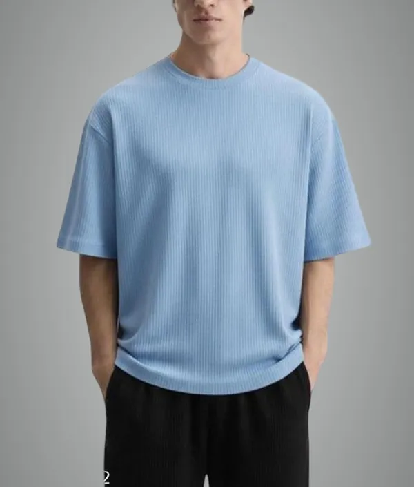 Sky_Blue_Cotton_Blend_Premium_Stripes_Half_Sleeve_T_Shirt_For_Men