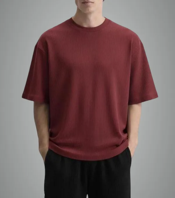 Maroon_Cotton_Blend_Premium_Stripes_Half_Sleeve_T_Shirt_For_Men