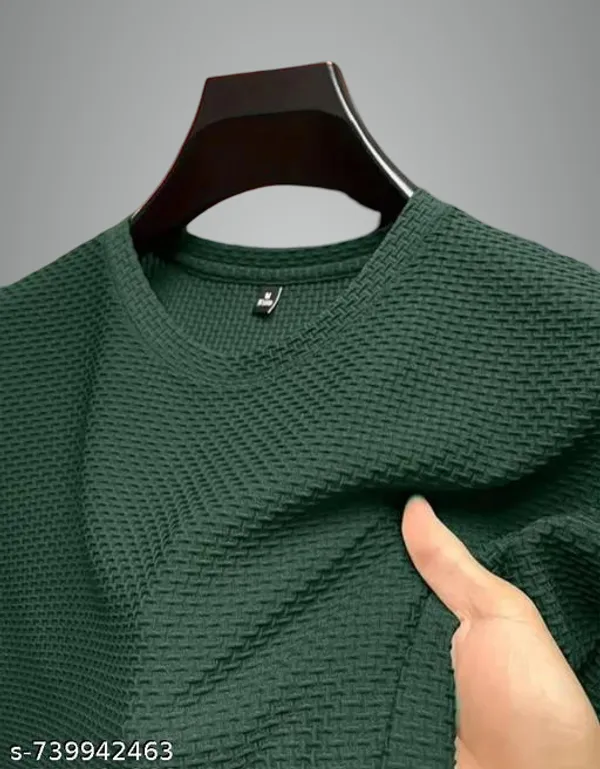 Green_Cotton_Blend_Premium_Stripes_Half_Sleeve_T_Shirt_For_Men