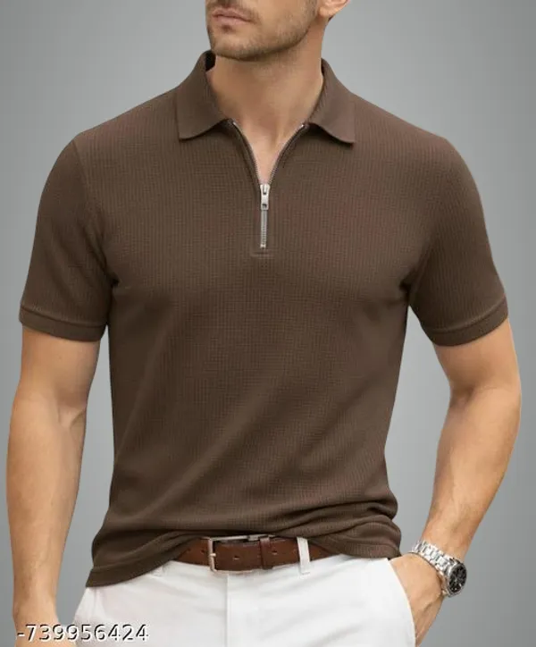 Coffee_Brown_Cotton_Blend_Premium_T_Shirt_For_Men