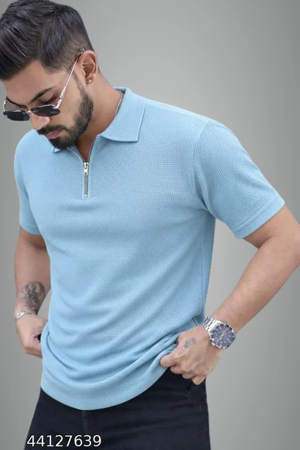 Sky_Blue_Cotton_Blend_Premium_T_Shirt_For_Men