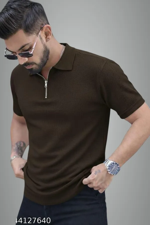 Light_Brown_Cotton_Blend_Premium_T_Shirt_For_Men