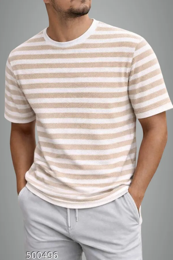 Beige_And_White_Cotton_Blend_Premium_T_Shirt_For_Men