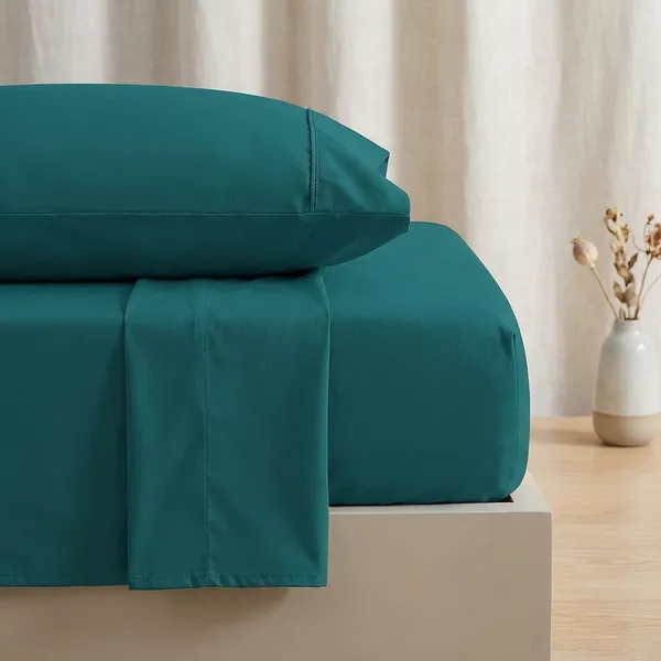 Teal_100%_Egyptian_Cotton_Solid_Premium_Flat_Sheet,_Pillowcase_Pack_Of_3