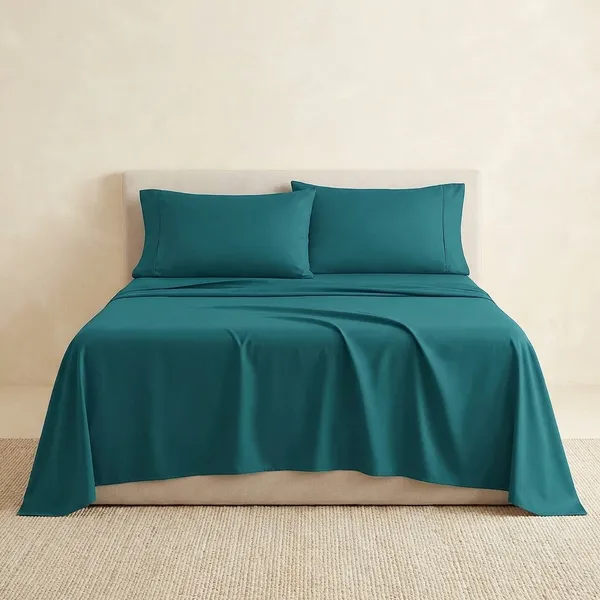 Teal_100%_Egyptian_Cotton_Solid_Premium_Flat_Sheet,_Pillowcase_Pack_Of_3