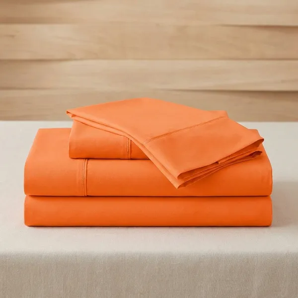 Orange_100%_Egyptian_Cotton_Solid_Premium_Flat_Sheet,_Pillowcase_Pack_Of_3