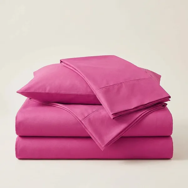 Hot_Pink_100%_Egyptian_Cotton_Solid_Premium_Flat_Sheet,_Pillowcase_Pack_Of_3