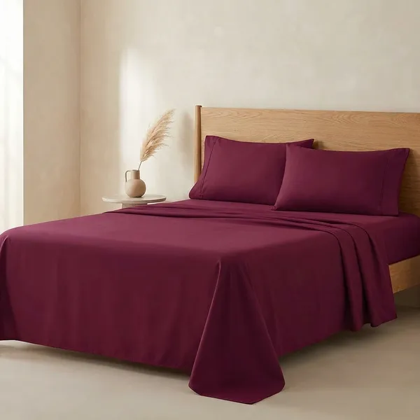 Wine_100%_Egyptian_Cotton_Solid_Premium_Flat_Sheet,_Pillowcase_Pack_Of_3