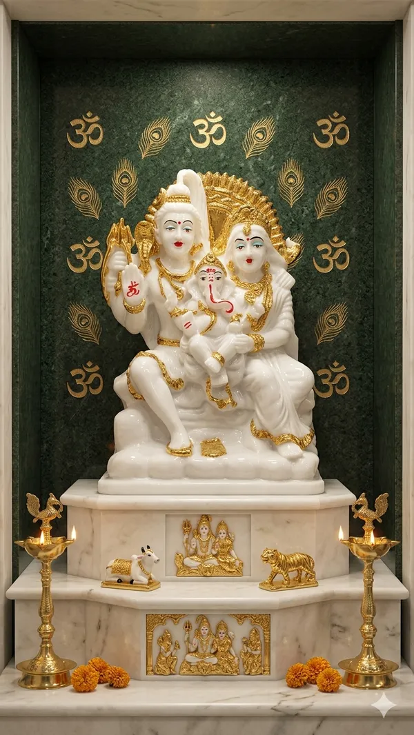 Shiv_Parivar_White_Gold_Marble_Statue_–_Gold_&_White_Finish_Shiv_Parivar_Idol