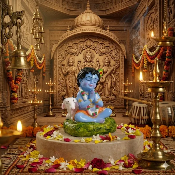 Multicolor_Lord_Krishna_Idol_Sitting_Posture_With_Cow