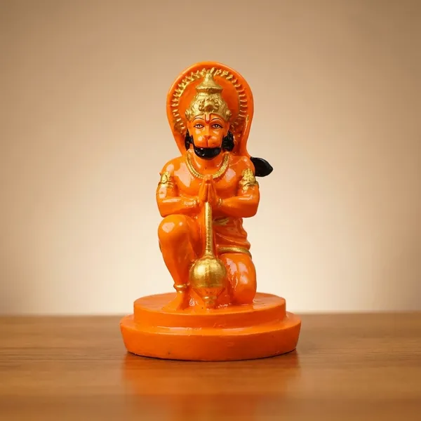 Orange_&_Gold_Hanuman_Idol_With_Gada_Decorative_Figurine