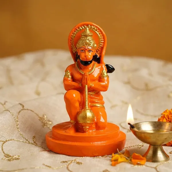 Orange_&_Gold_Hanuman_Idol_With_Gada_Decorative_Figurine