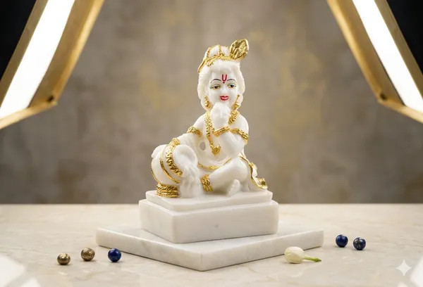 Laddu_Gopal_White_Gold_Marble_Idol_–_Gold_&_White_Finish_Bal_Gopal_Murti