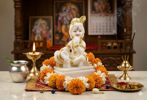 Laddu_Gopal_White_Gold_Marble_Idol_–_Gold_&_White_Finish_Bal_Gopal_Murti