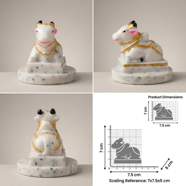White_&_Gold_Sacred_Nandi_Bull_Idol_With_Accents_Marble_Finish