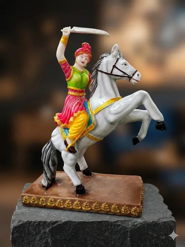 Veerangana_Jhalkari_Bai_Marble_Dust_Statue_–_Multicolor_Finish_Warrior_Idol_(30x20.5x10cm)_|_Inspirational_Historical_Legend_Figurine_|_Home_Decor_&_Gift