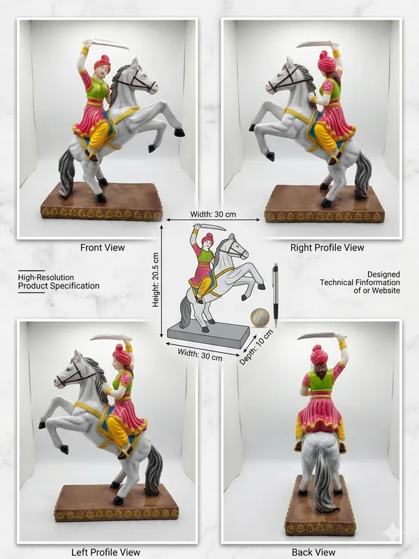 Veerangana_Jhalkari_Bai_Marble_Dust_Statue_–_Multicolor_Finish_Warrior_Idol_(30x20.5x10cm)_|_Inspirational_Historical_Legend_Figurine_|_Home_Decor_&_Gift