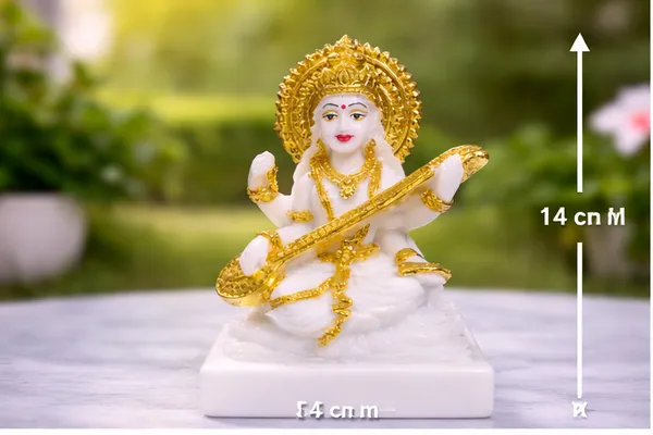 Saraswati_–_Handcrafted_White_Gold_Marble_Deity_Statue