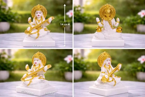 Saraswati_–_Handcrafted_White_Gold_Marble_Deity_Statue