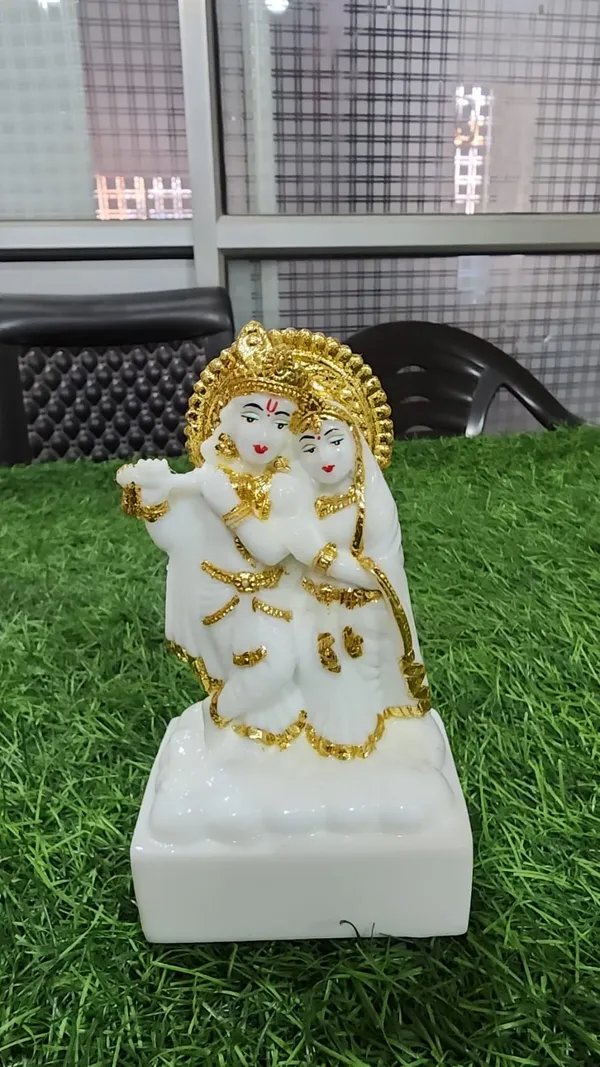 Radha_Kishan_White_Gold_Marble_Idol_–_Gold_&_White_Finish_Radha_Krishna_Murti